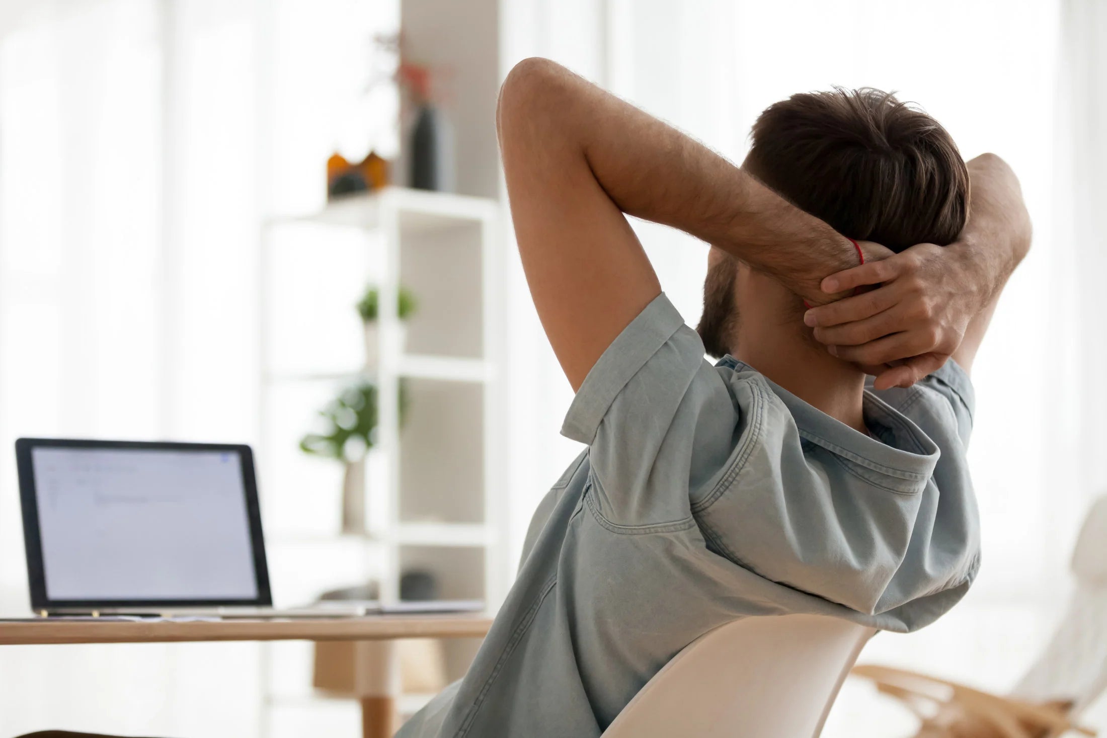 Person beginning the morning after resting